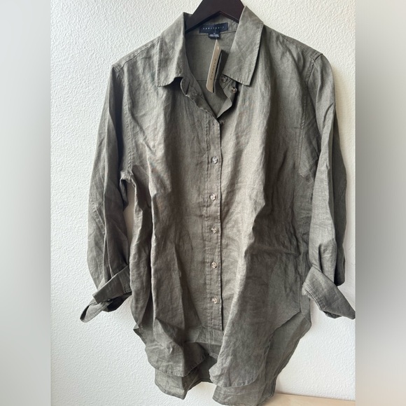 Sanctuary - Relaxed Linen Shirt - Size Small - Mossy Green - NWT - Picture 1 of 4
